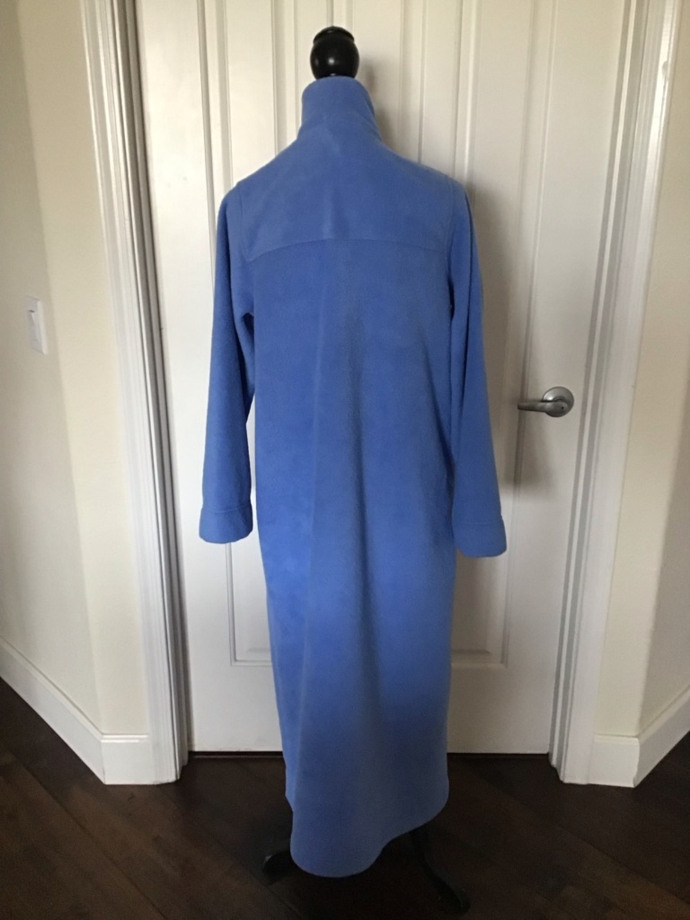 Long Blue Full-Zip Fleece Robe - Picture 2 of 8
